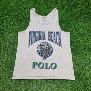 Vintage Virginia-Beach Polo Club Tank-Top Medium 19x26 Gray